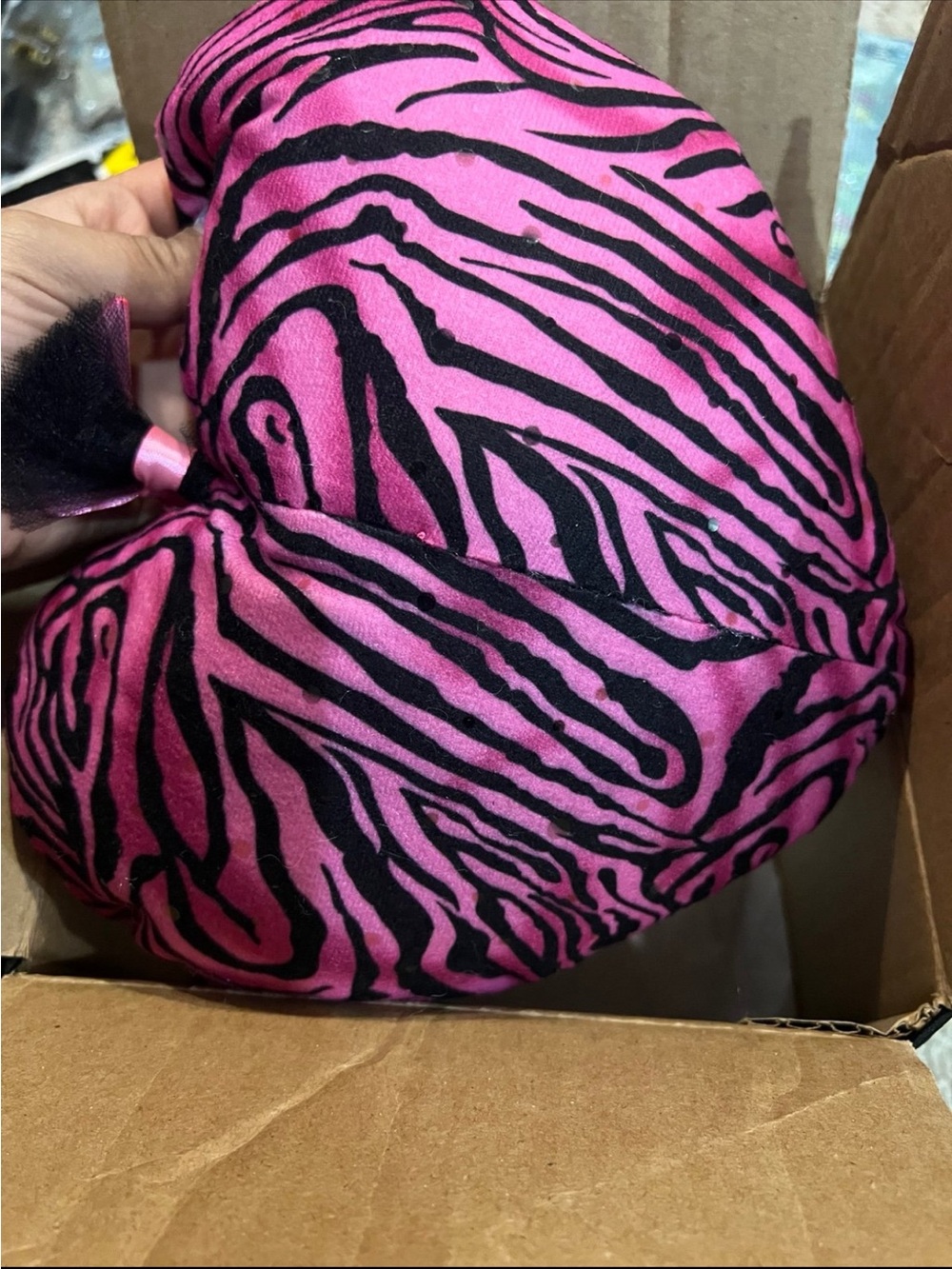 Pink Zebra Heart Pillow - Picture 2 of 7